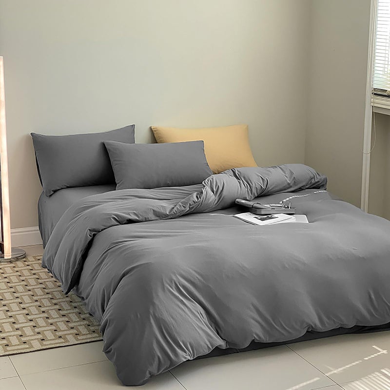 Cottonight Grey Comforter Sets Queen Dark Grey Comforter Queen Size Men Women Charcoal Grey Quilts Blanket Modern Solid Smoke Gray Bedding Comforter Set for Men Boys Adults - Image 2